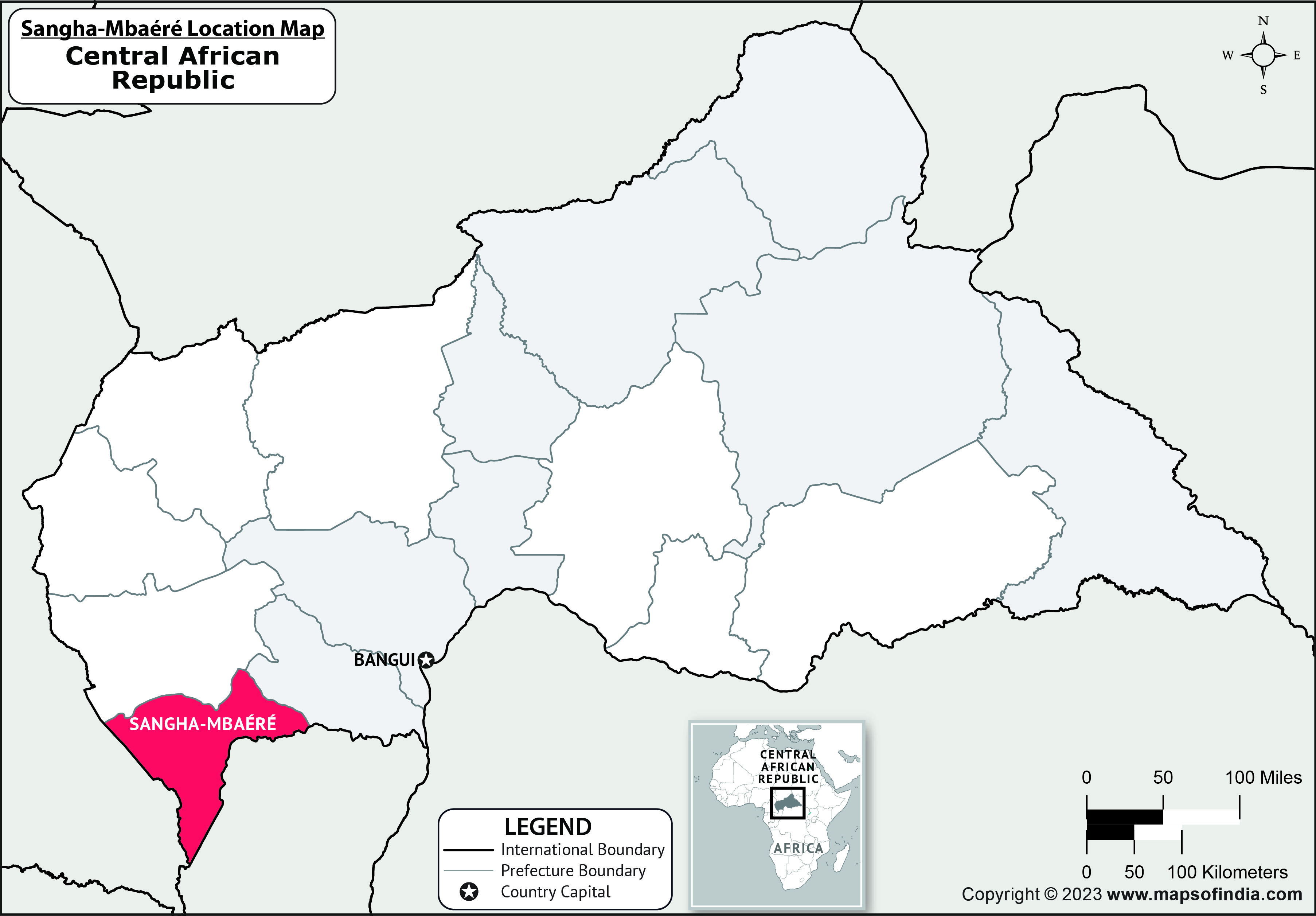 Map of Sangha Mbaere Location Sangha Mbaere Location Map