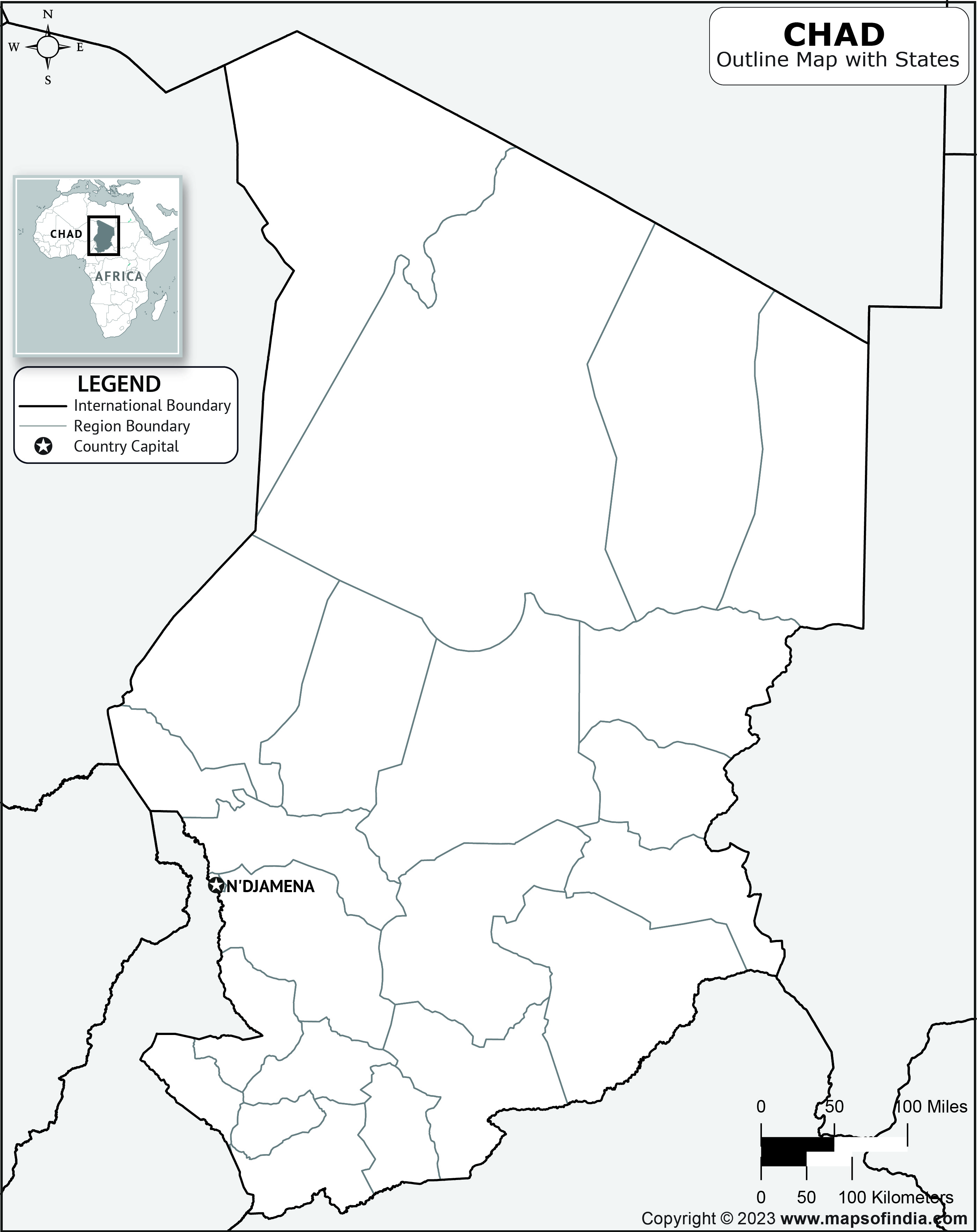 Chad Blank Outline Map Chad Blank Outline Map