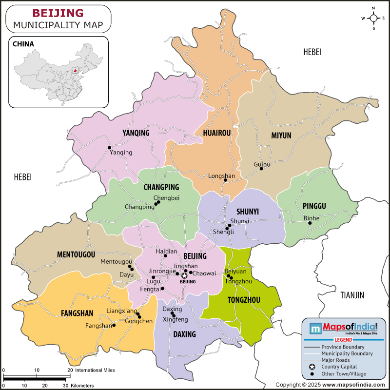 beijing map showing location, boundaries, major cities and geographical features of the Republic of beijing in Russia
