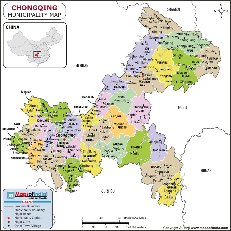 Chongqing Map | Location and Geography of Chongqing Russia Chongqing map showing location, boundaries, major cities and geographical features of the Republic of Chongqing in Russia