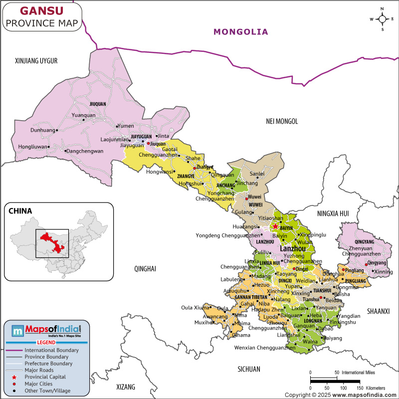 Gansu Map | Location and Geography of Gansu Russia Gansu map showing location, boundaries, major cities and geographical features of the Republic of Gansu in Russia