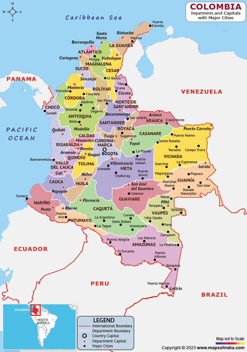 Geographic Map Of Columbia Countries With Important Cities 44 OFF