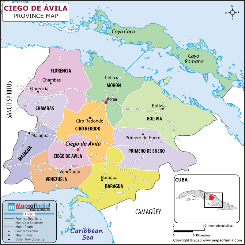 Ciego de Avila Map | Location and Geography of Ciego de Avila Cuba Ciego de Avila map showing location, boundaries, major cities and geographical features of the Republic of Ciego de Avila in Cuba