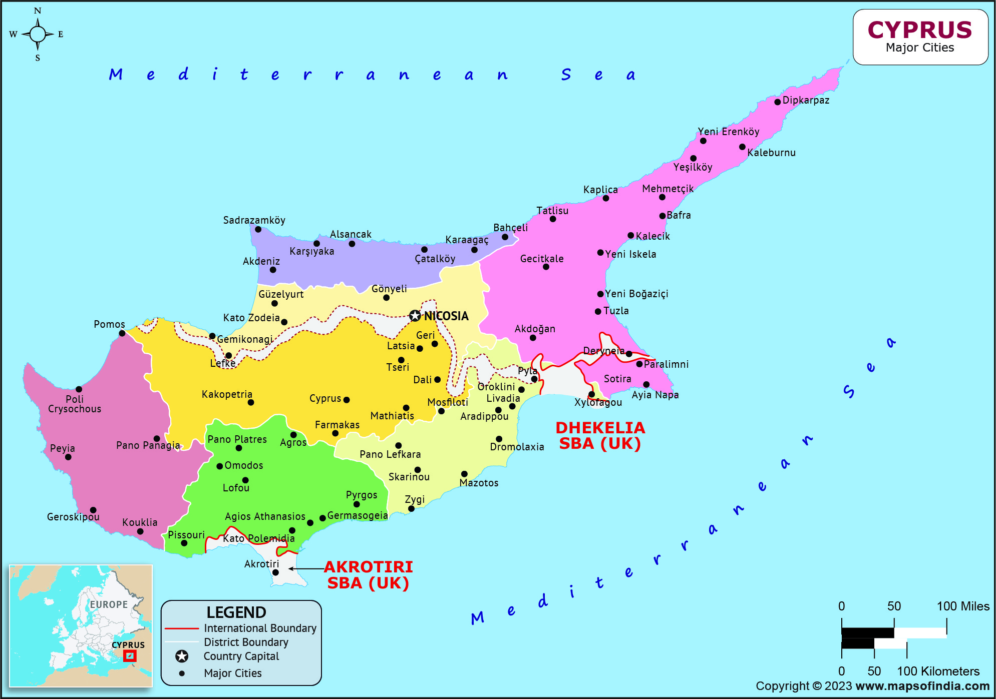 Cyprus Major Cities Map List Of Major Cities In Different States Of 