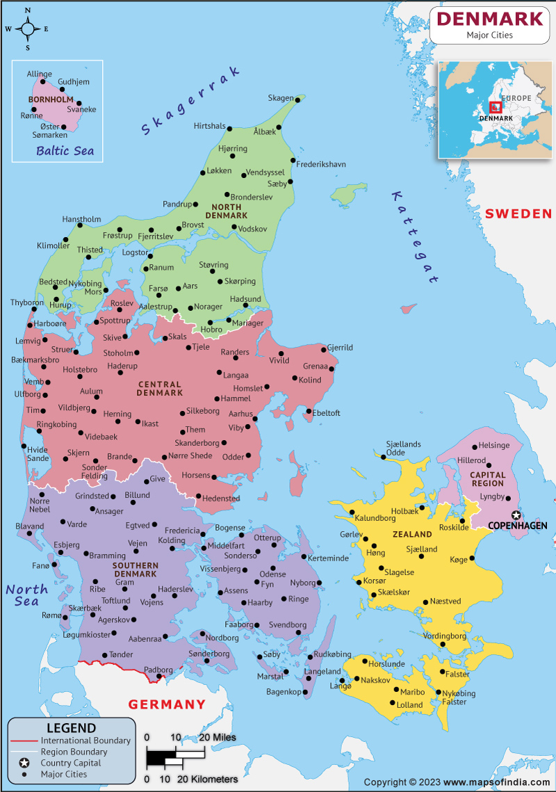 Denmark Major Cities Map