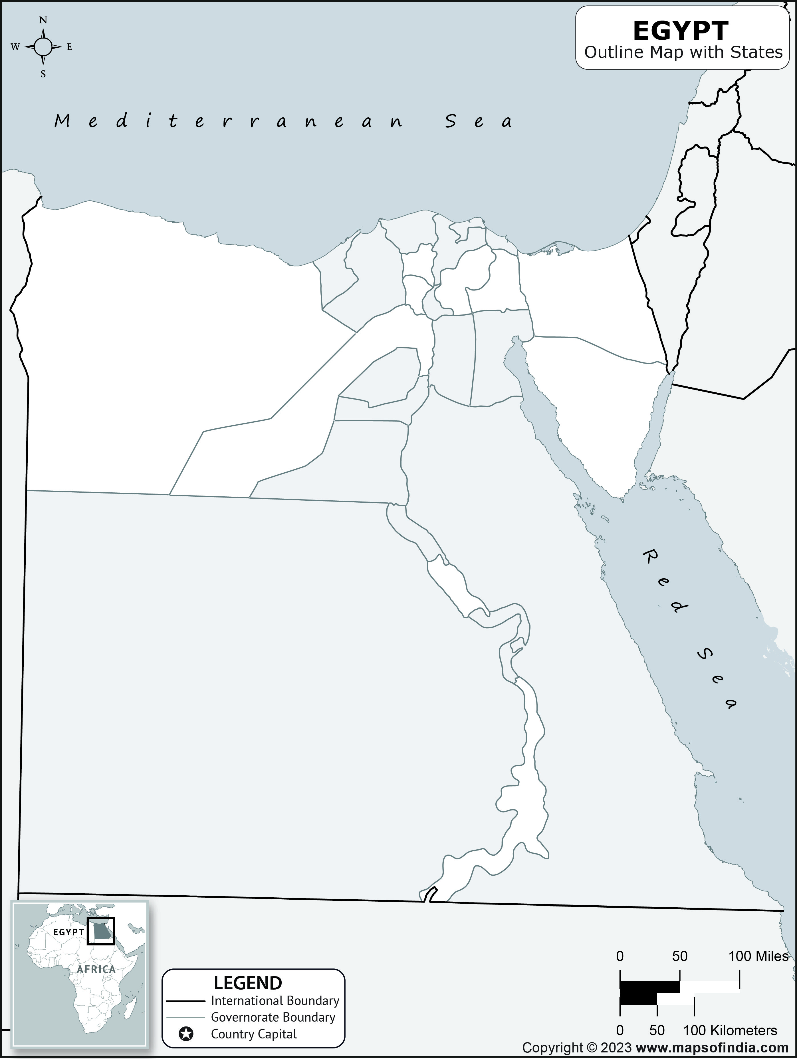 Egypt Blank Outline Map