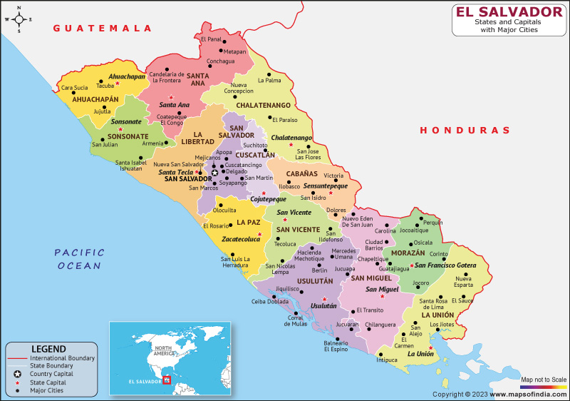 El Salvador State and Capital Map