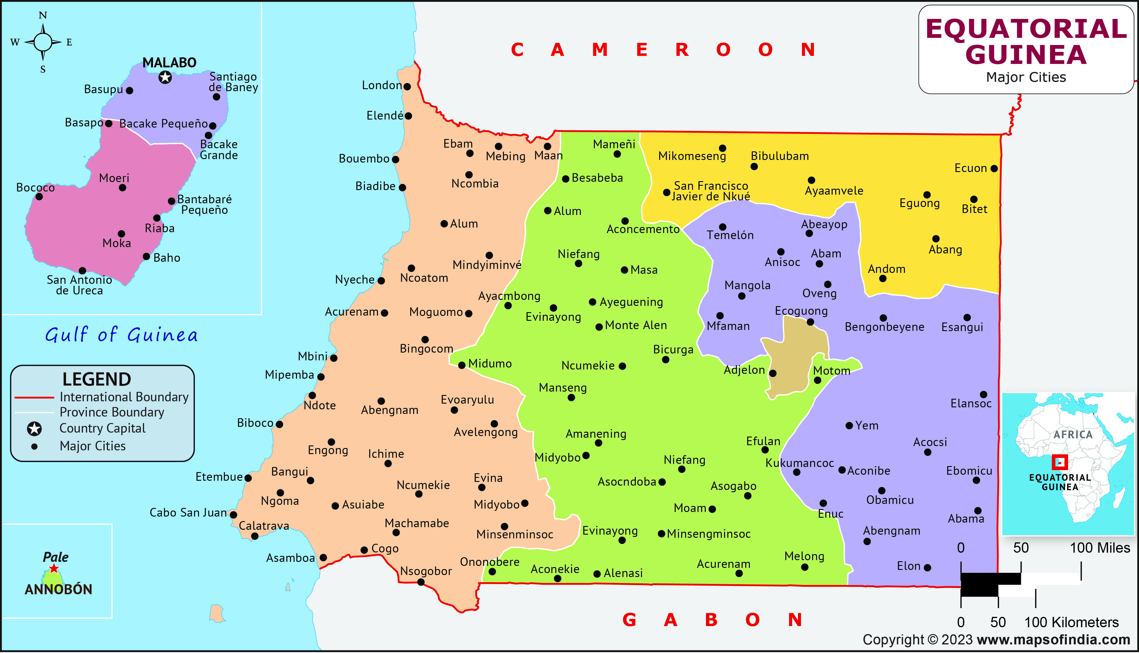 Equatorial Guinea Regions and Capital Map
