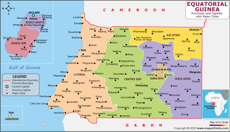Equatorial Guinea Provinces and Capital Map