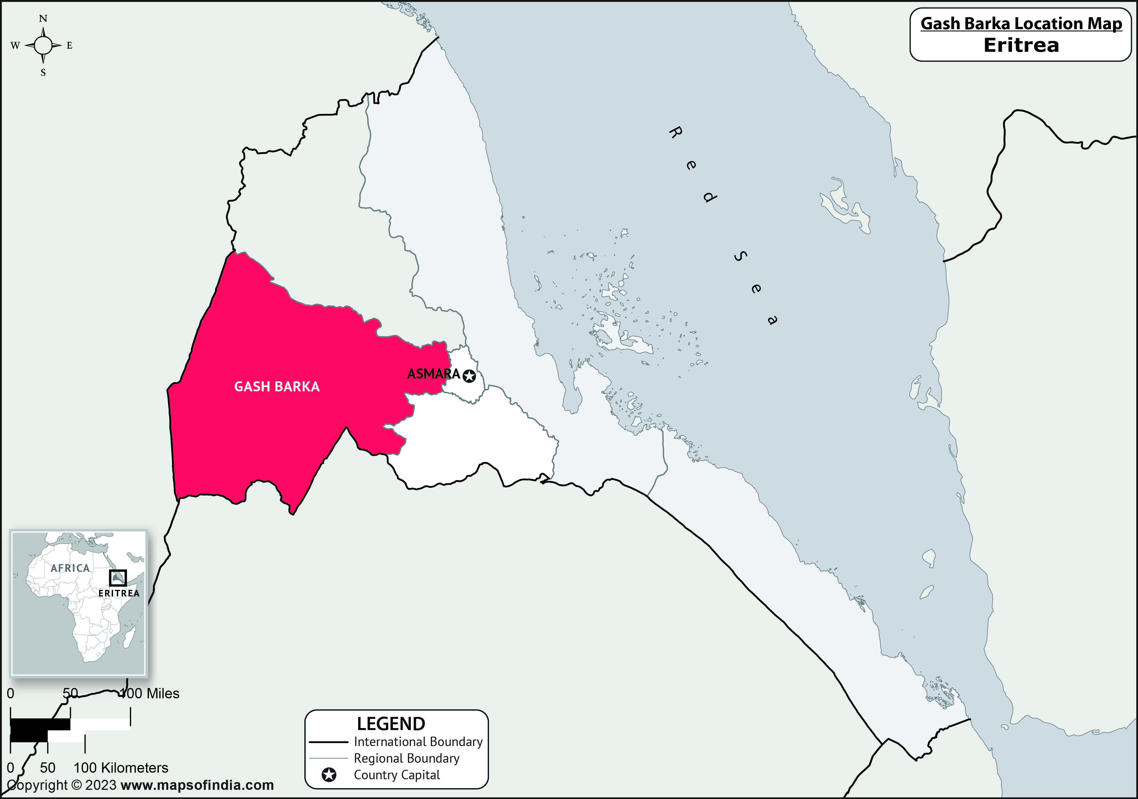 Gash Barka Location Map