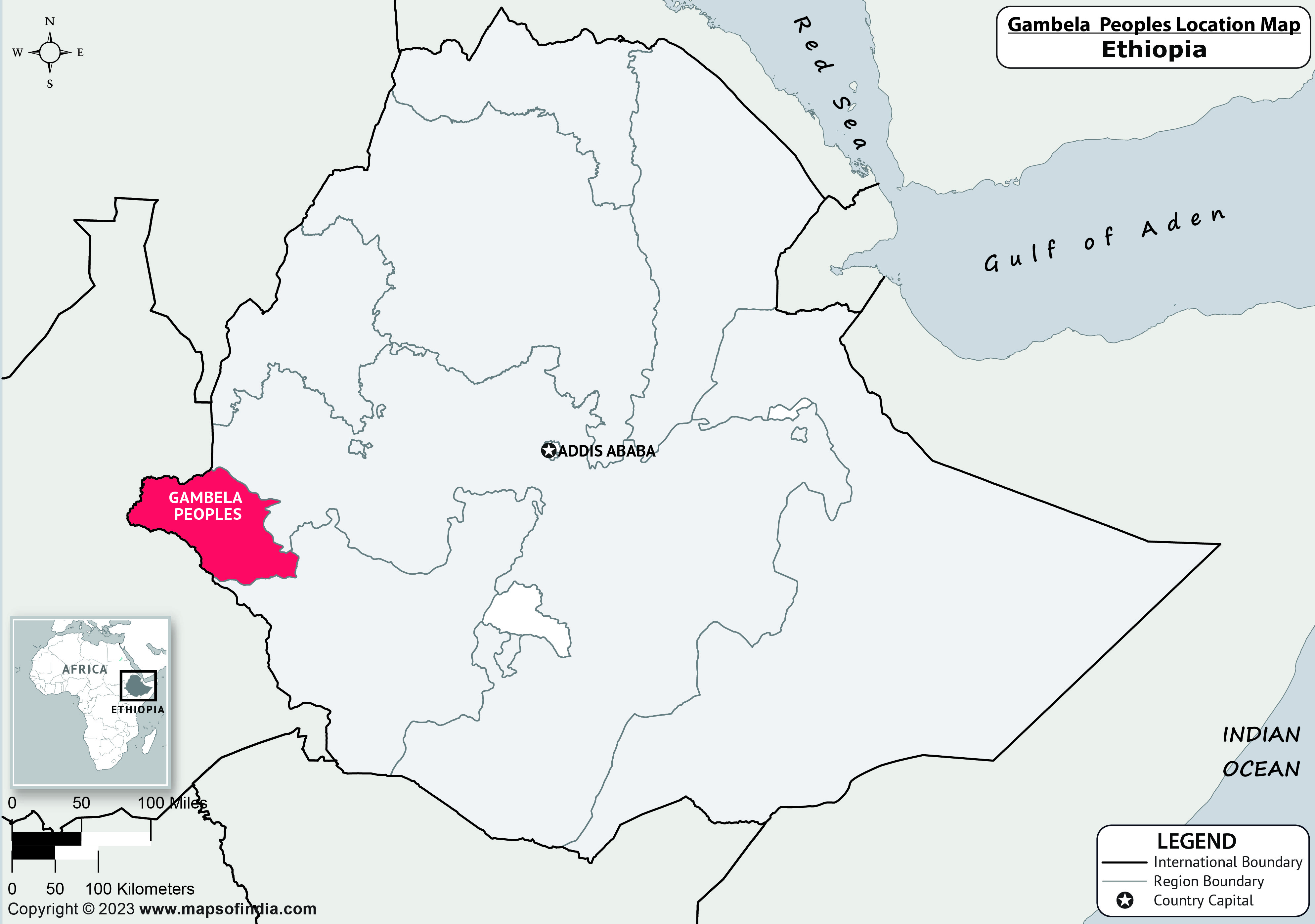 Gambela Peoples Location Map