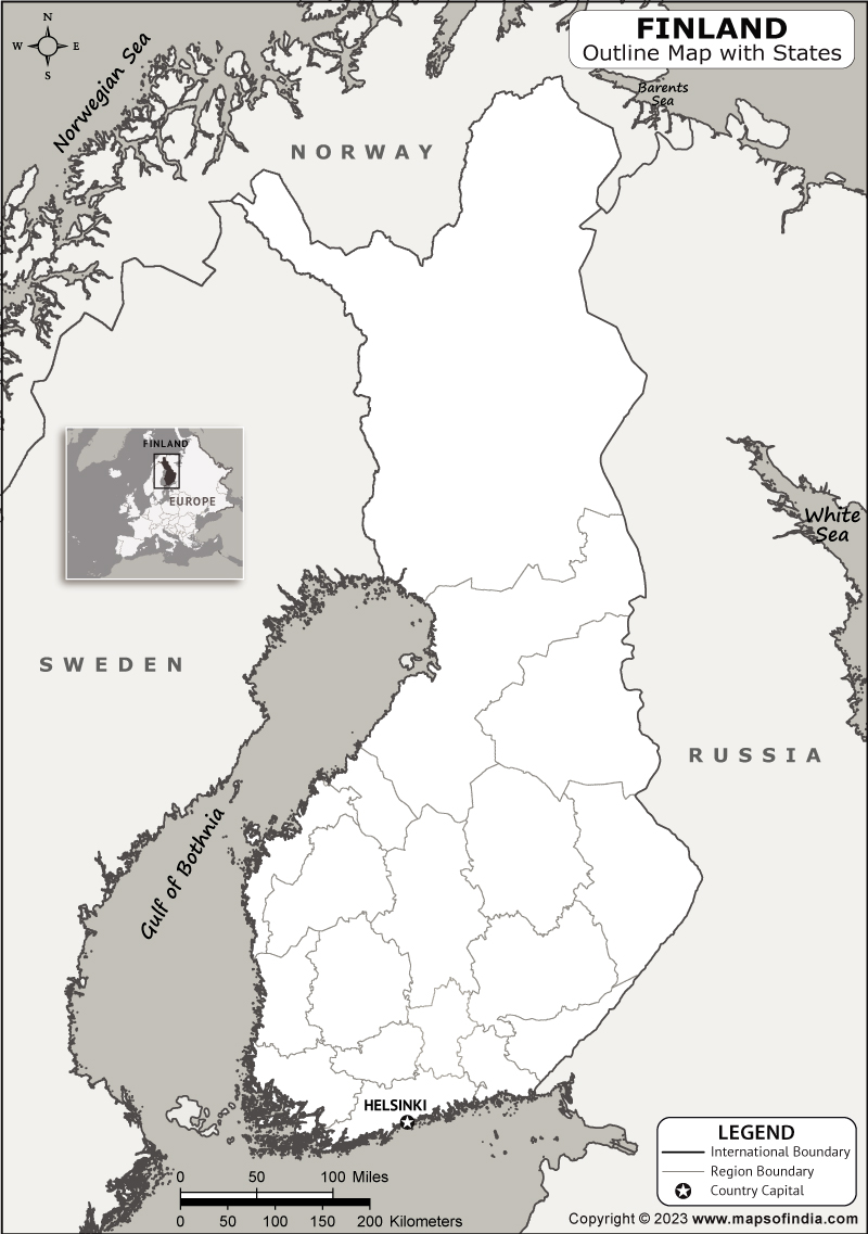 Finland Blank Outline Map