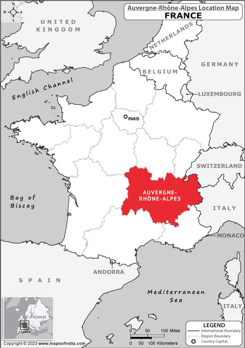 Auvergne Rhone Alpes Location Map
