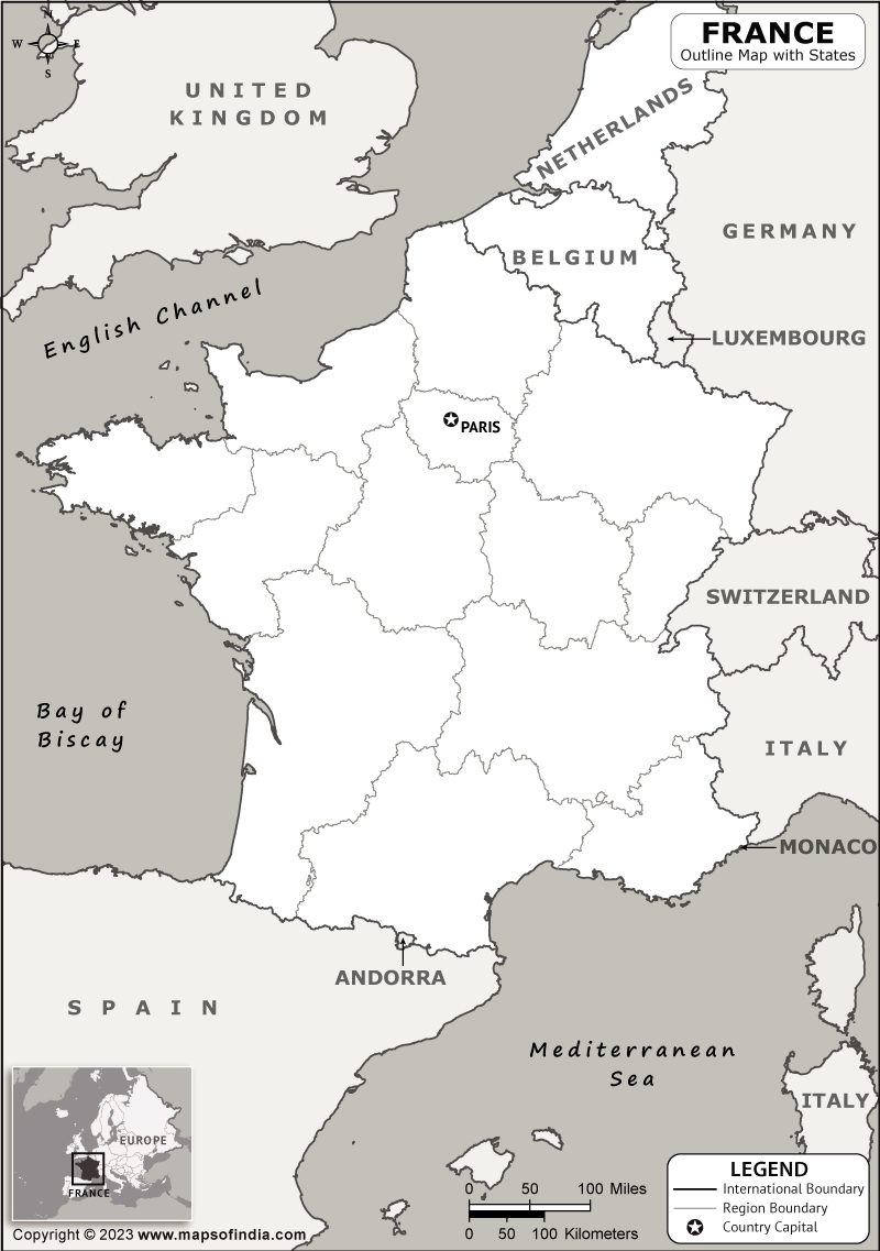 Blank Map Of France Printable