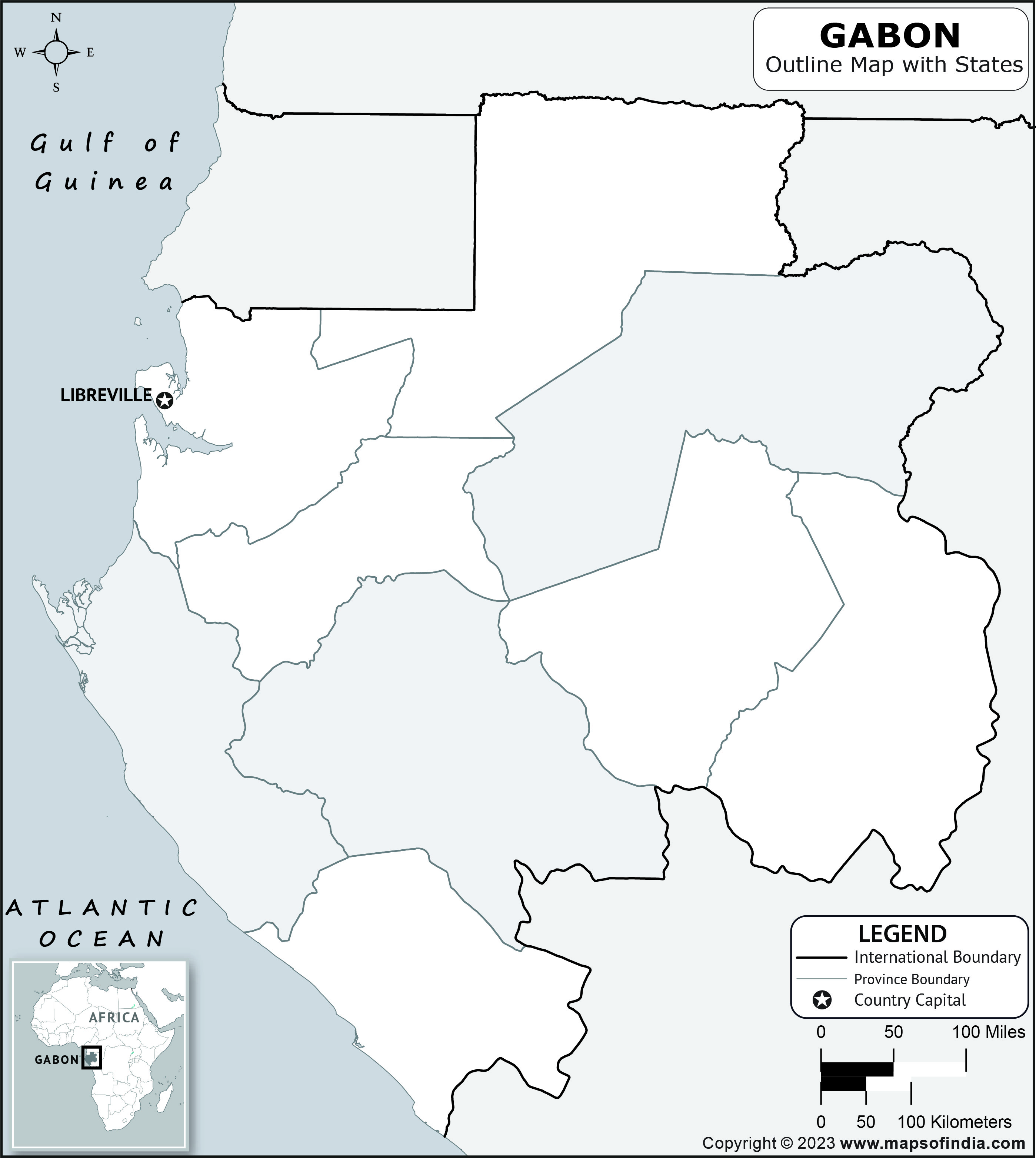 Gabon Blank Outline Map