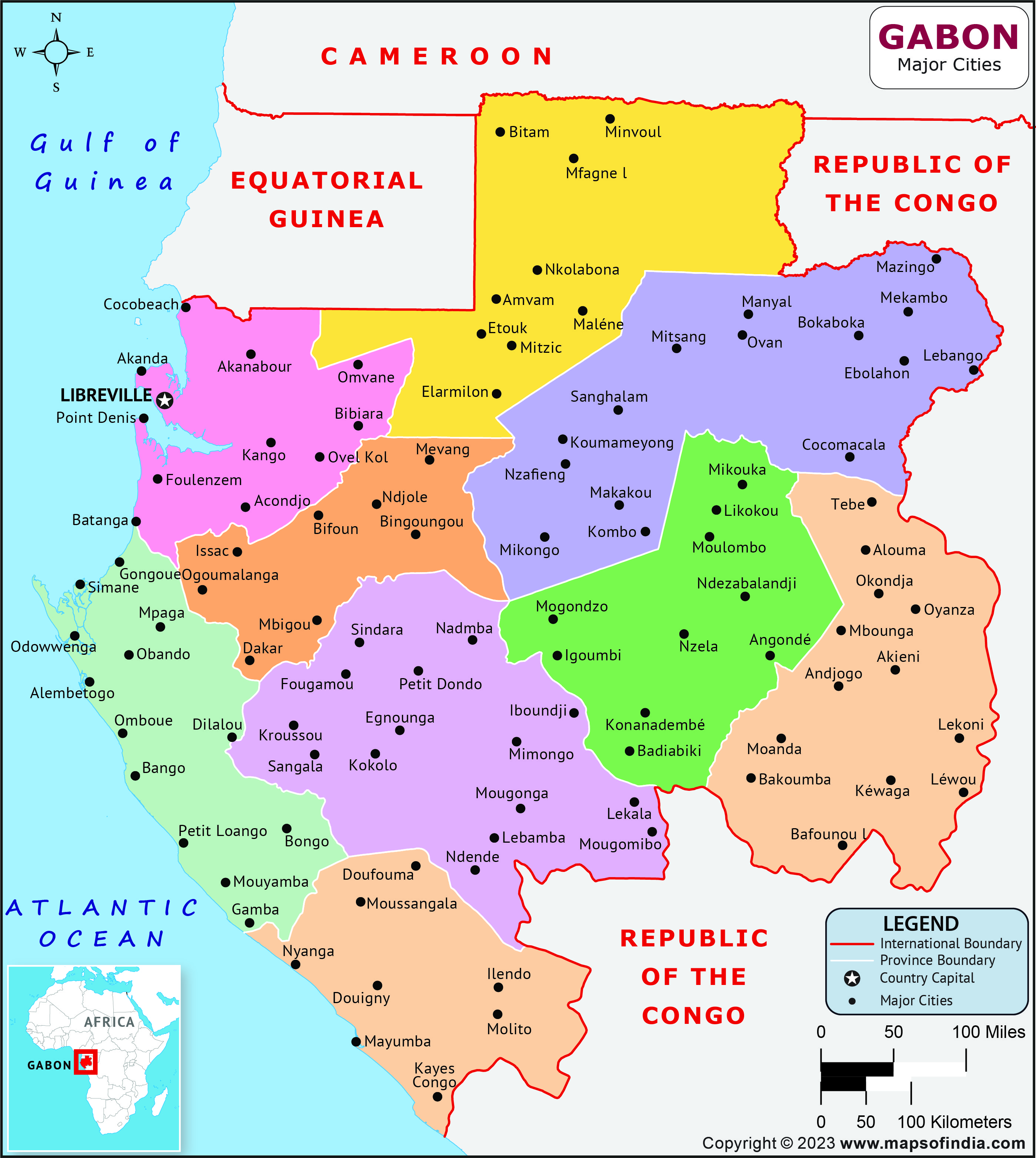Gabon Regions and Capital Map Gabon Regions and Capital Map