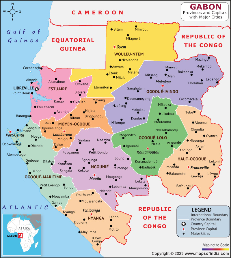 Gabon Provinces and Capital Map
