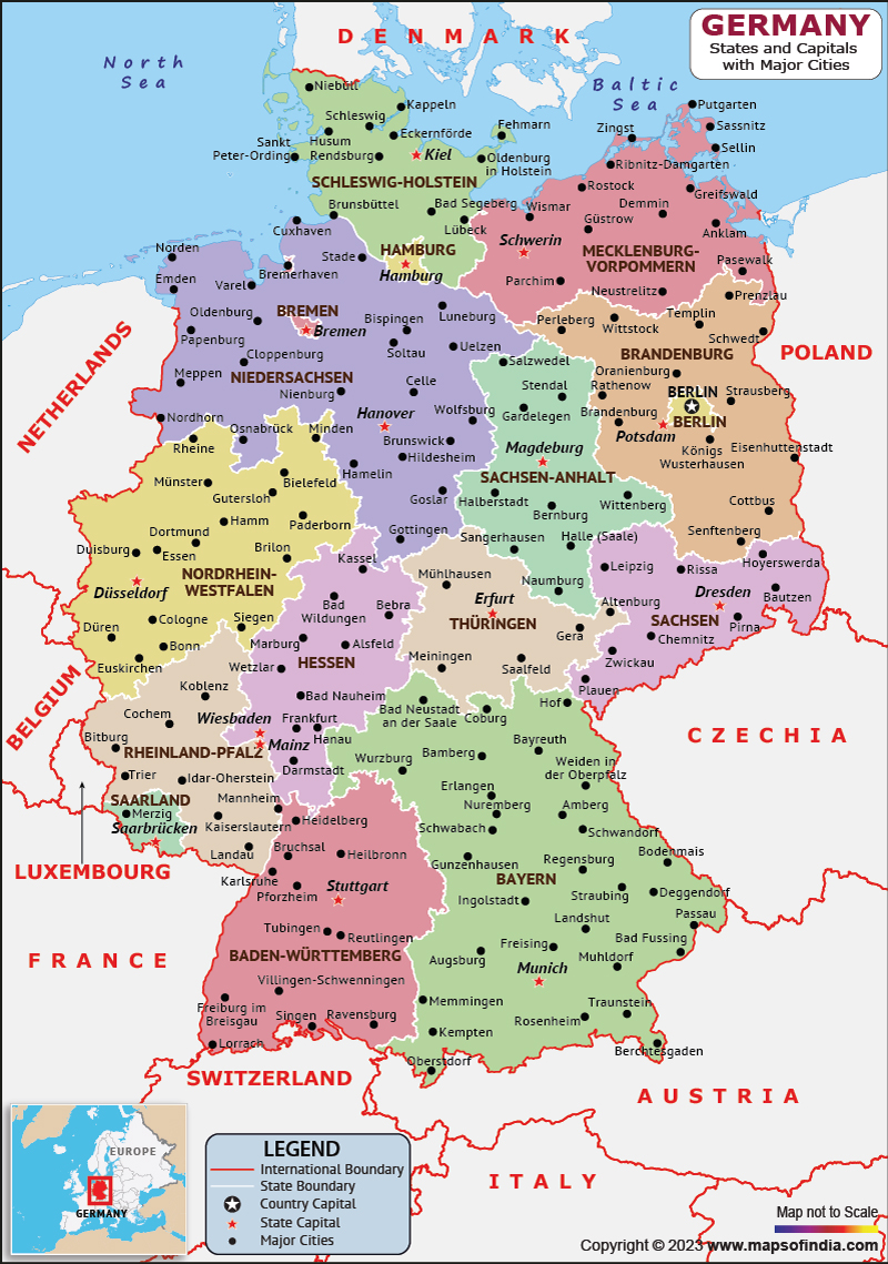 german states and capitals map