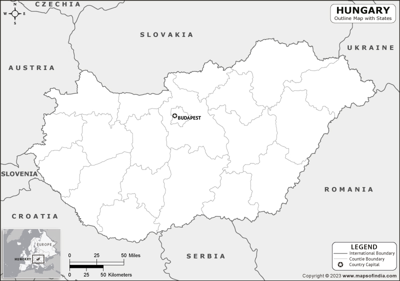 Hungary Blank Outline Map
