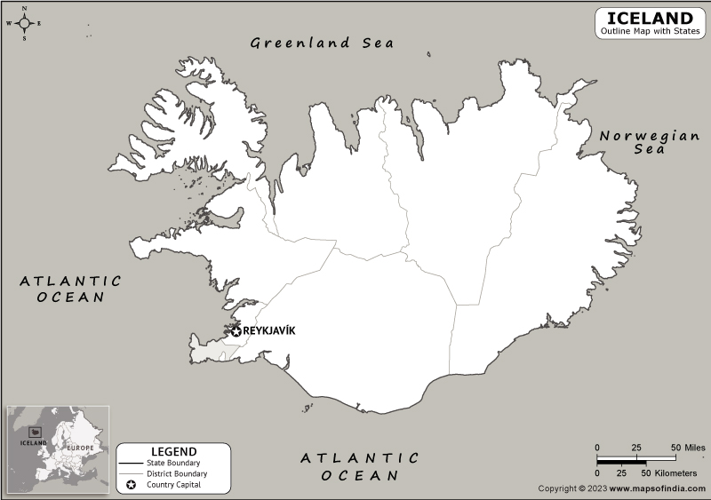Iceland Blank Outline Map
