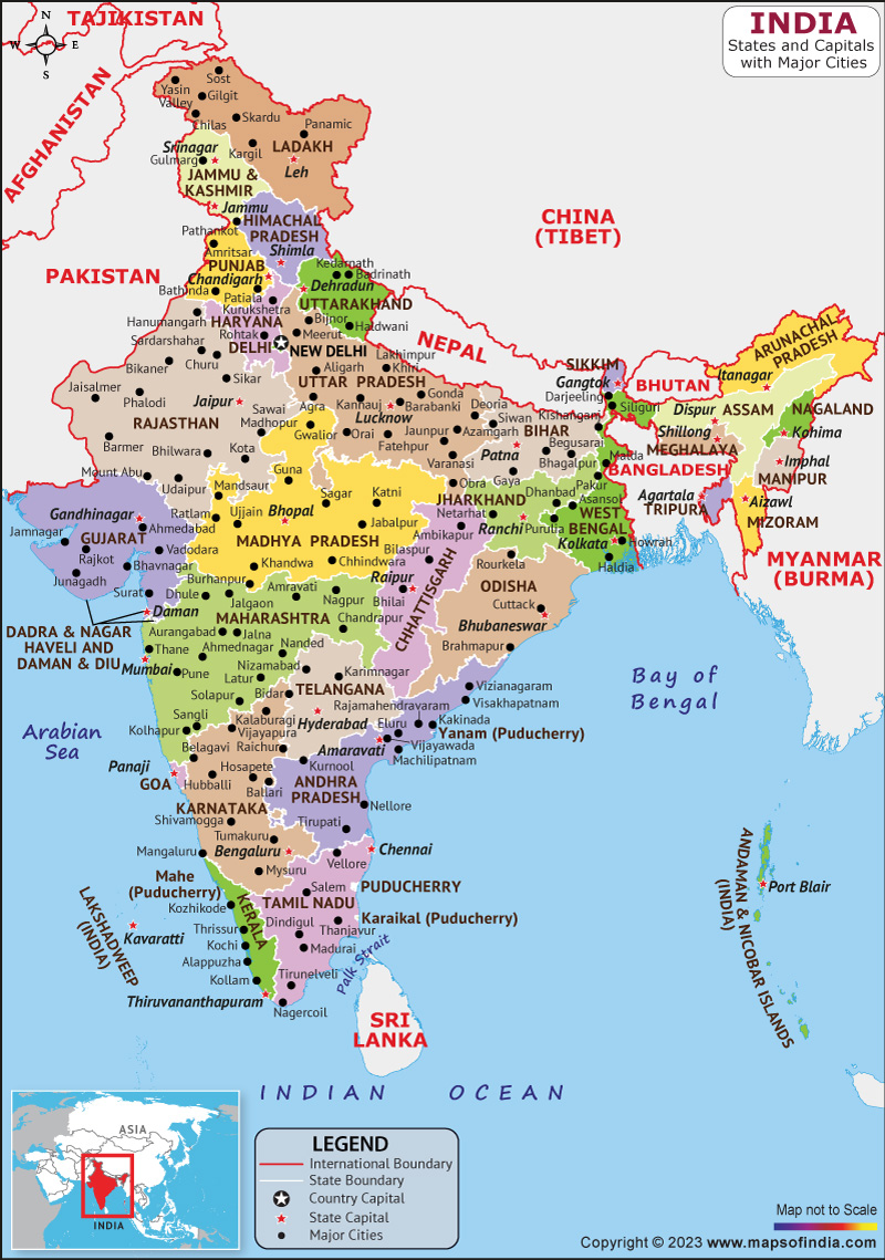 India Map  HD Political Map of India to Free Download