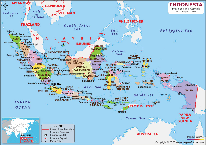Indonesia provinces and Capital Map