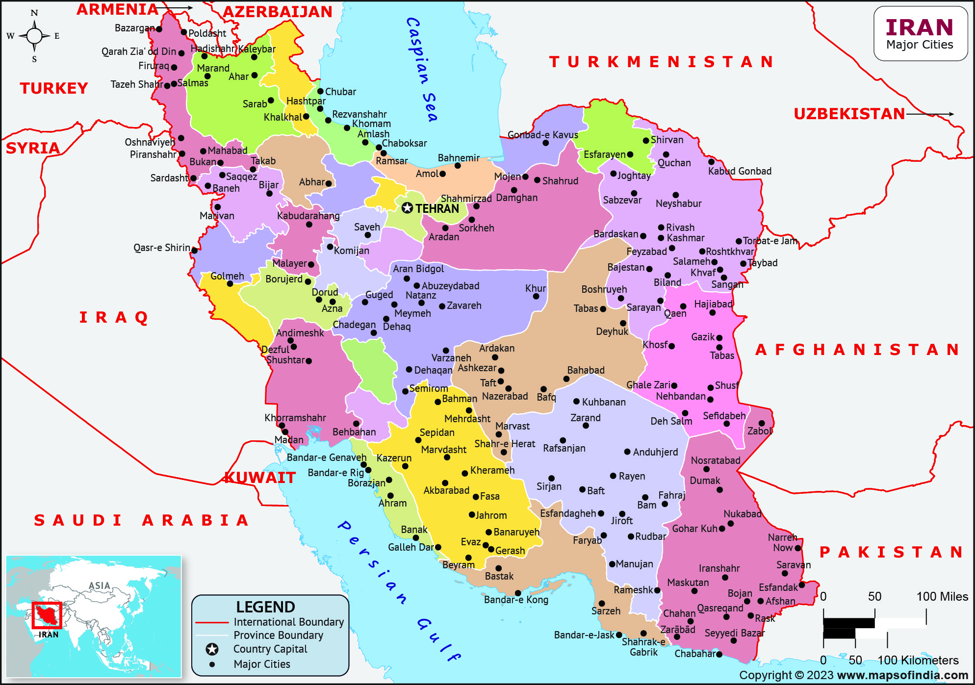 Iran Major Cities Map