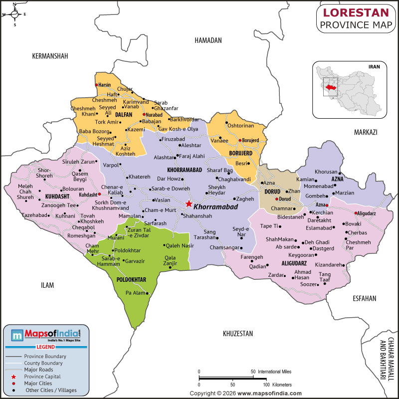 Lorestan Map | Location and Geography of Lorestan Iran Lorestan map showing location, boundaries, major cities and geographical features of the Republic of Lorestan in Iran