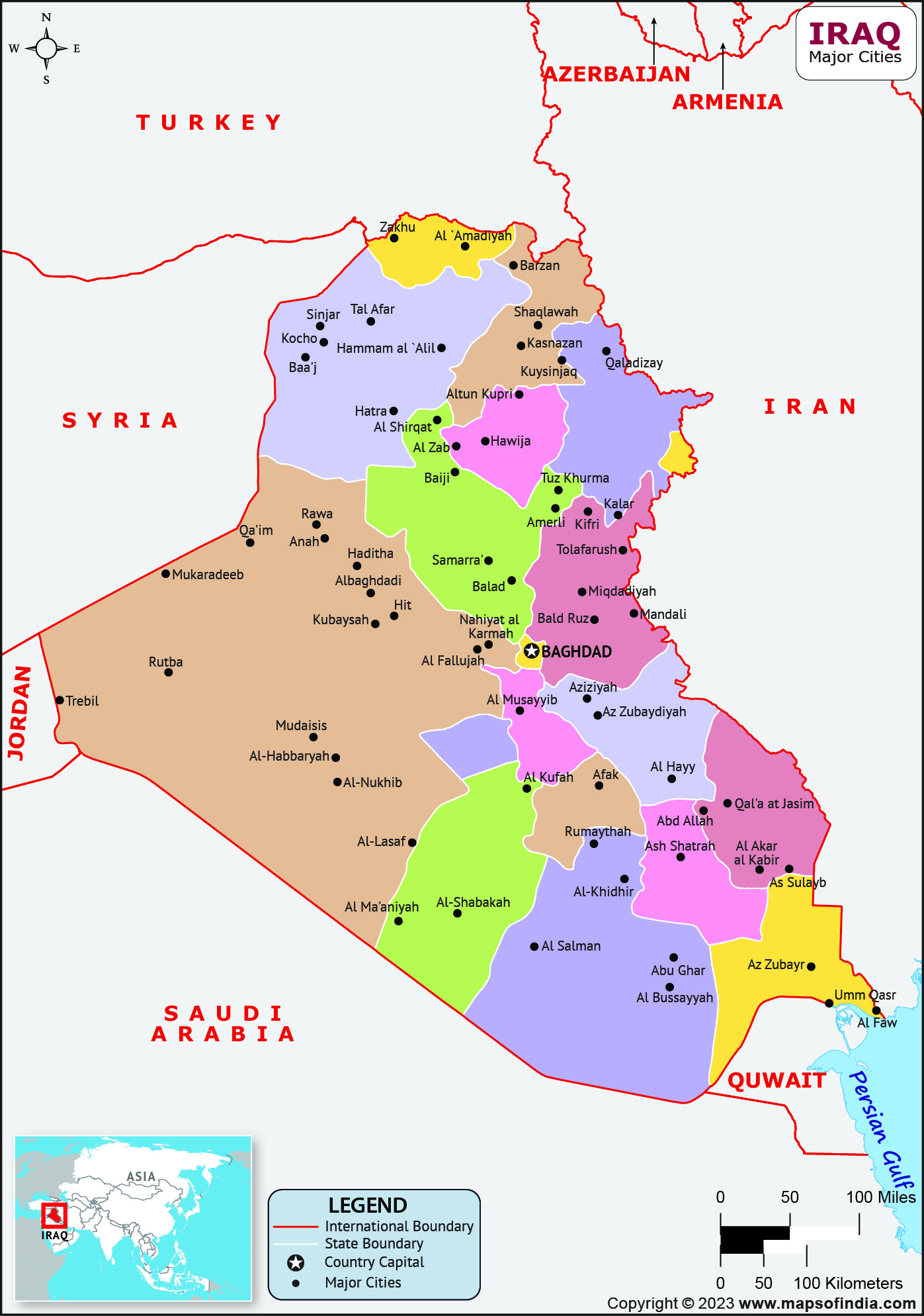Iraq Major Cities Map