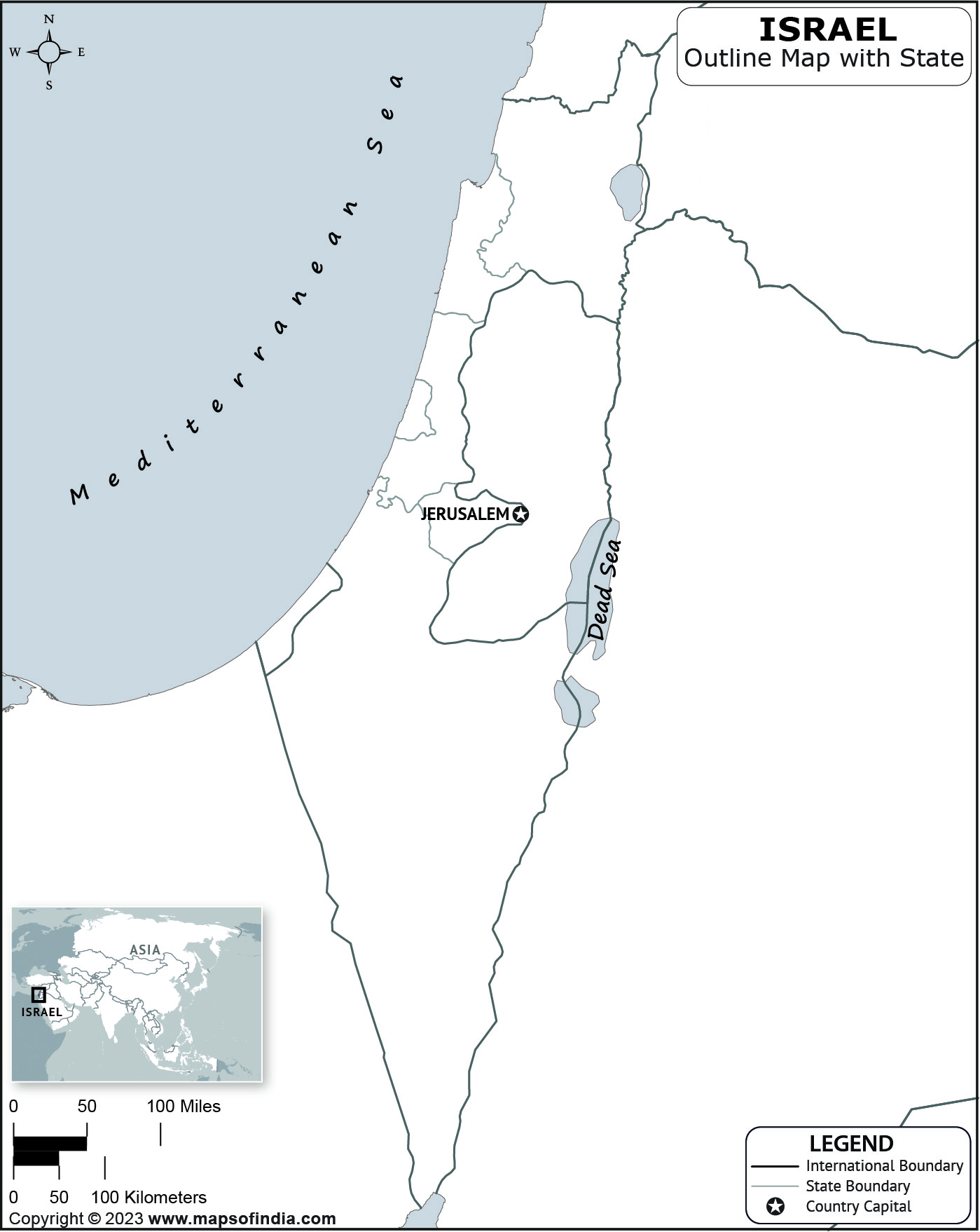 outline map of israel