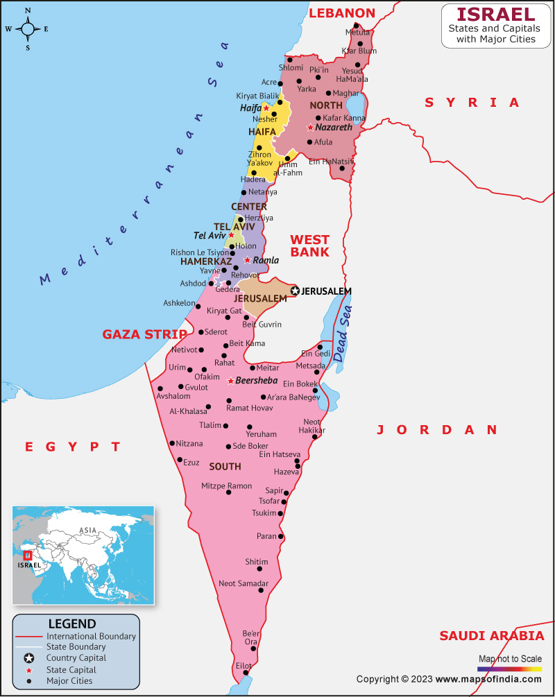 Israel State and Capital Map