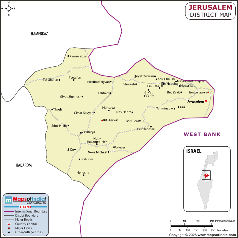 Jerusalem Map | Location and Geography of Jerusalem Israel Jerusalem map showing location, boundaries, major cities and geographical features of Jerusalem in Israel