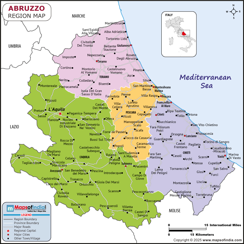 Abruzzo Italy Map Regions Cities Geography Tourism Abruzzo Map