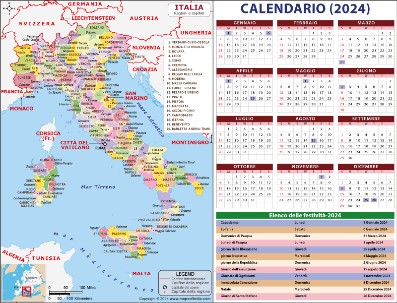 Buone Feste, Calendario Cartografico Italia 2024