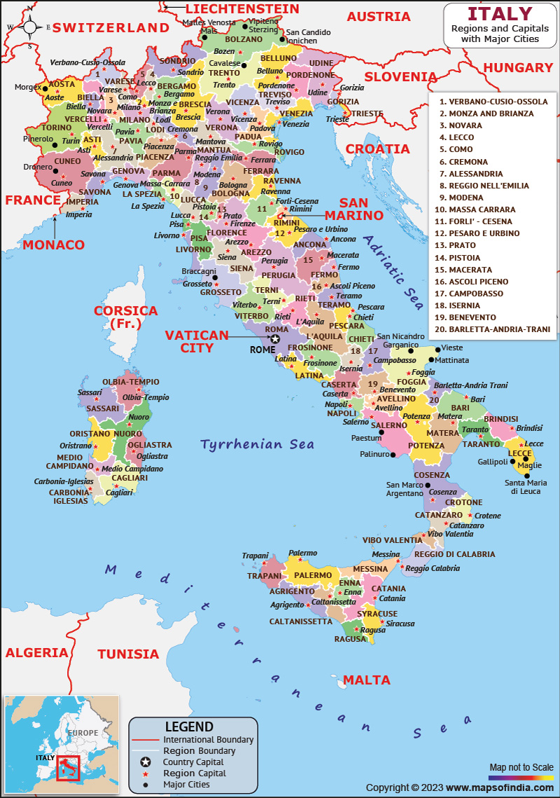 italian map in italian