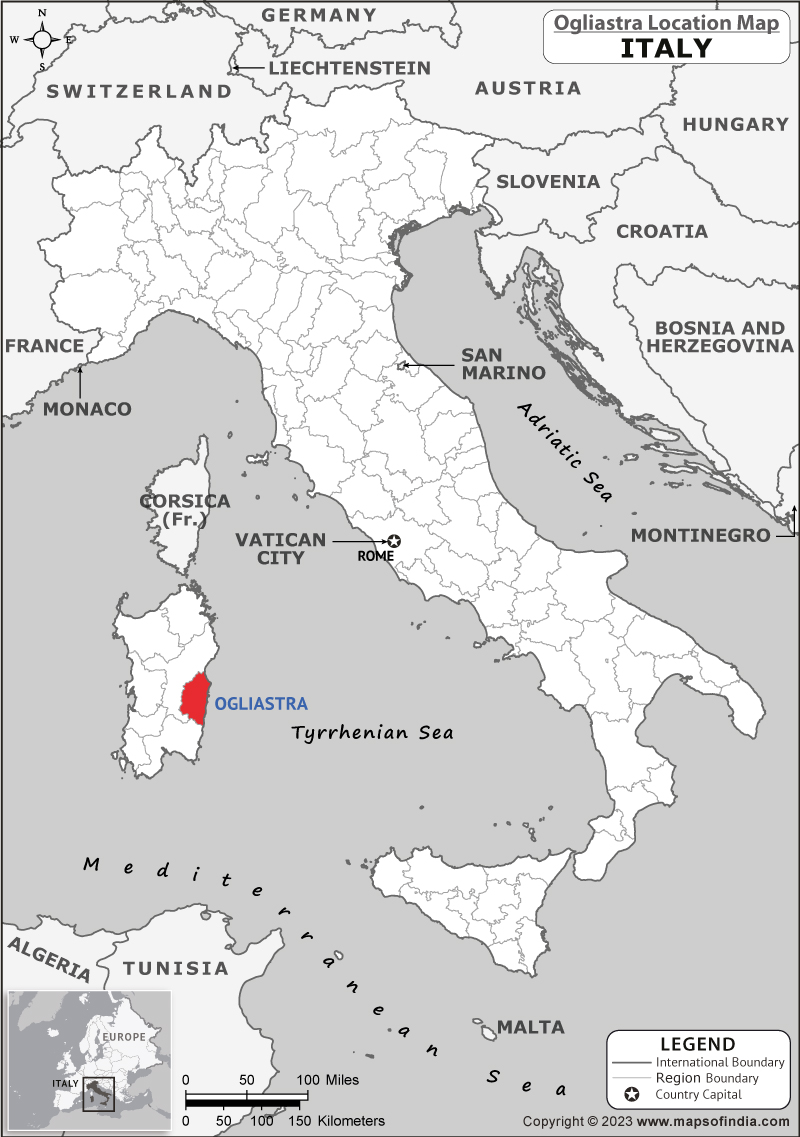 Ogliastra Location Map