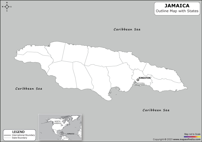 Jamaica Blank Outline Map