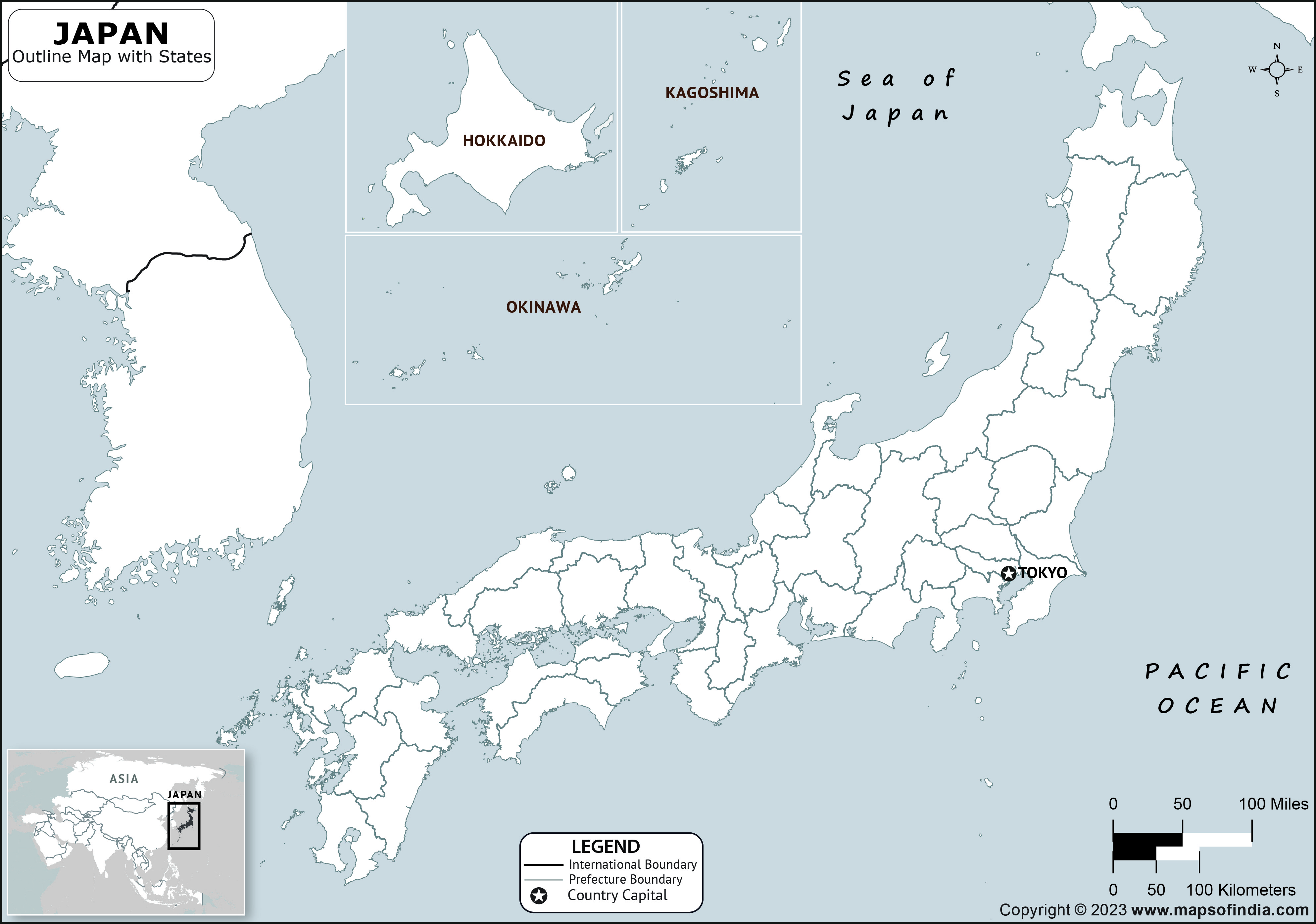 Japan Blank Outline Map