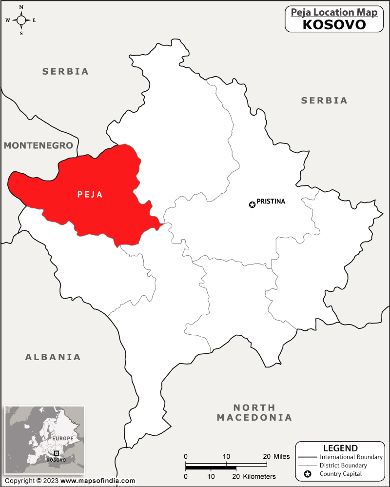 Peja Location Map
