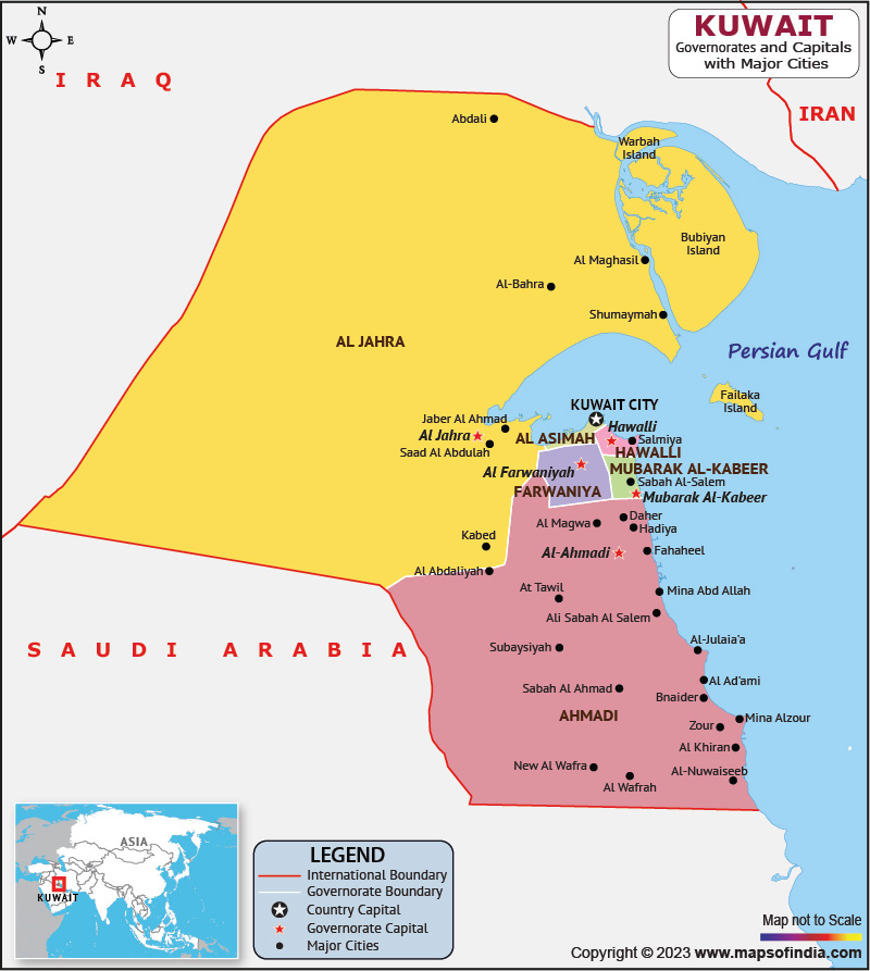 Kuwait Governorates and Capital Map