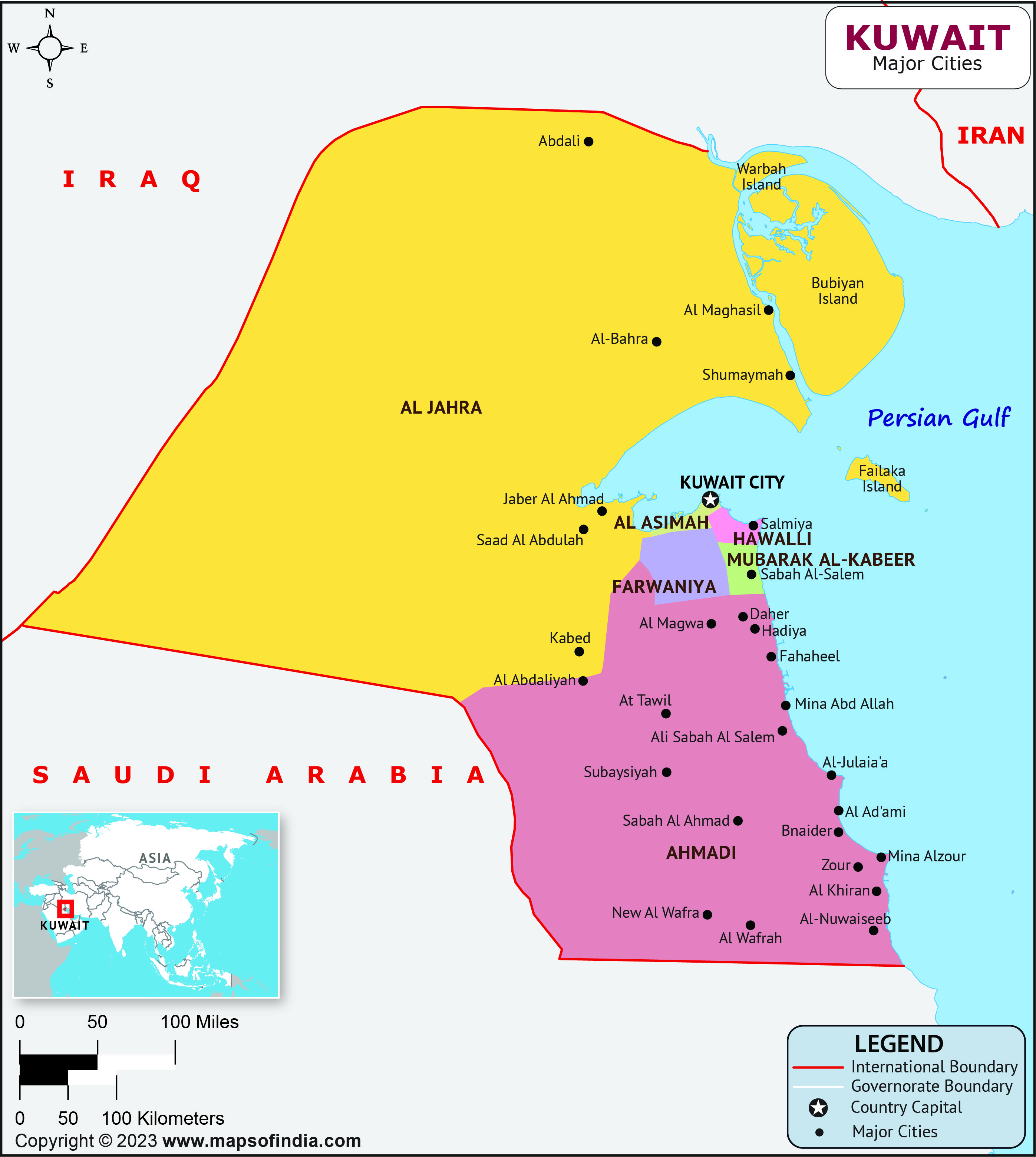 Kuwait Major Cities Map