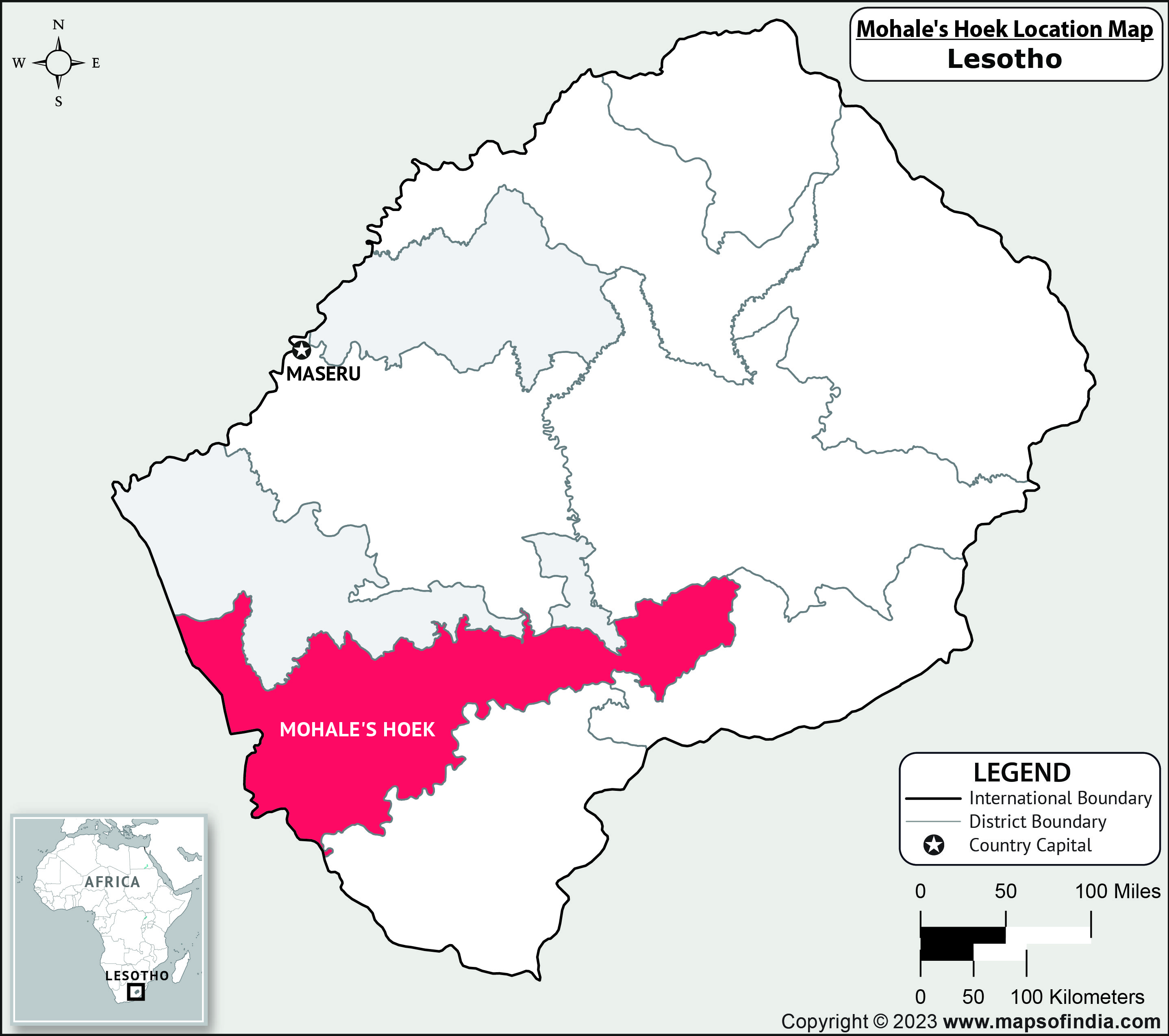 Map of Mohale S Hoek Location Mohale S Hoek Location Map