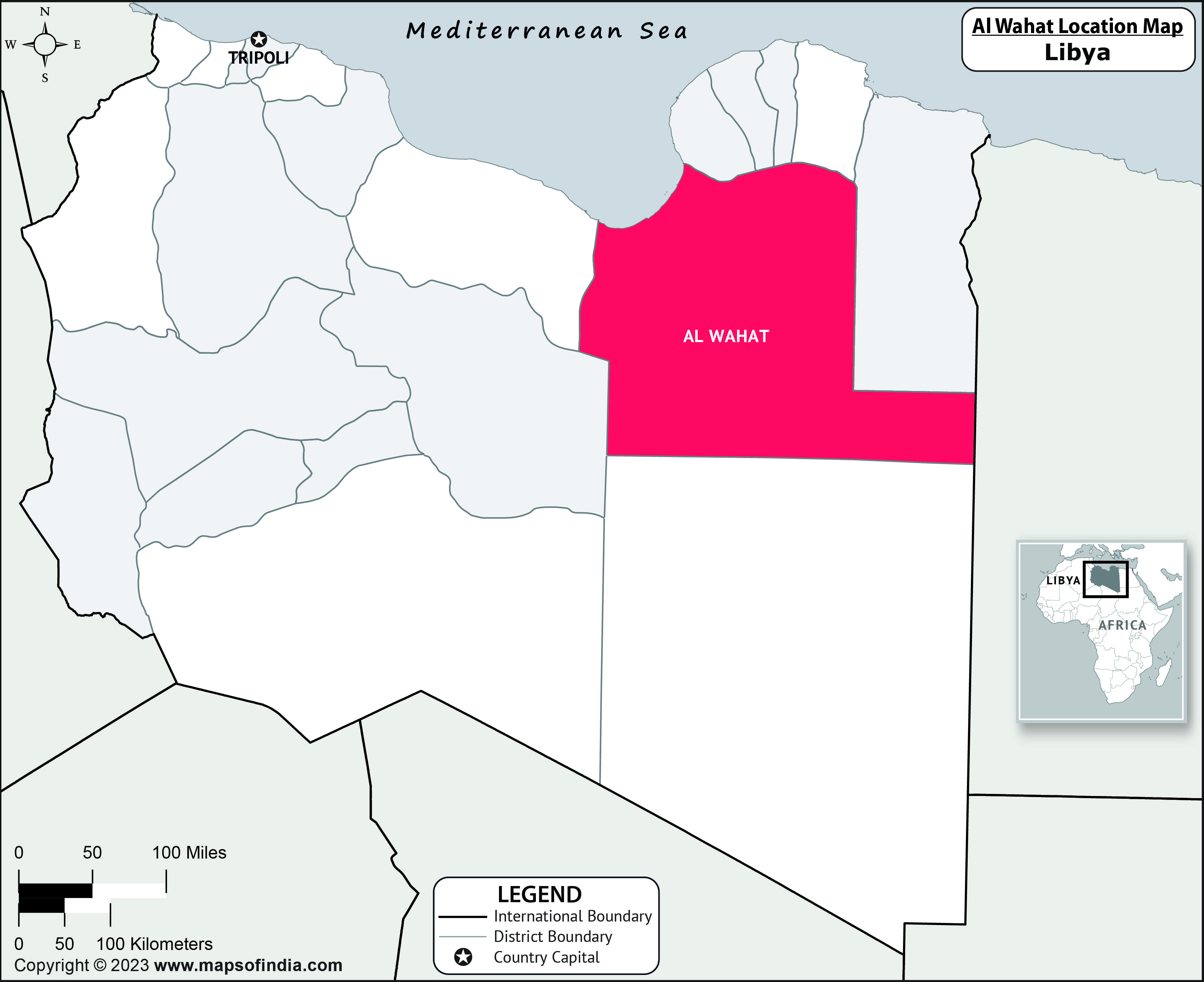 Map of Al Wahat Location Al Wahat Location Map