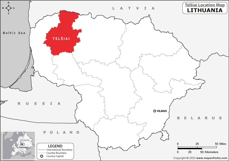 Map of Telsiai Location Telsiai Location Map