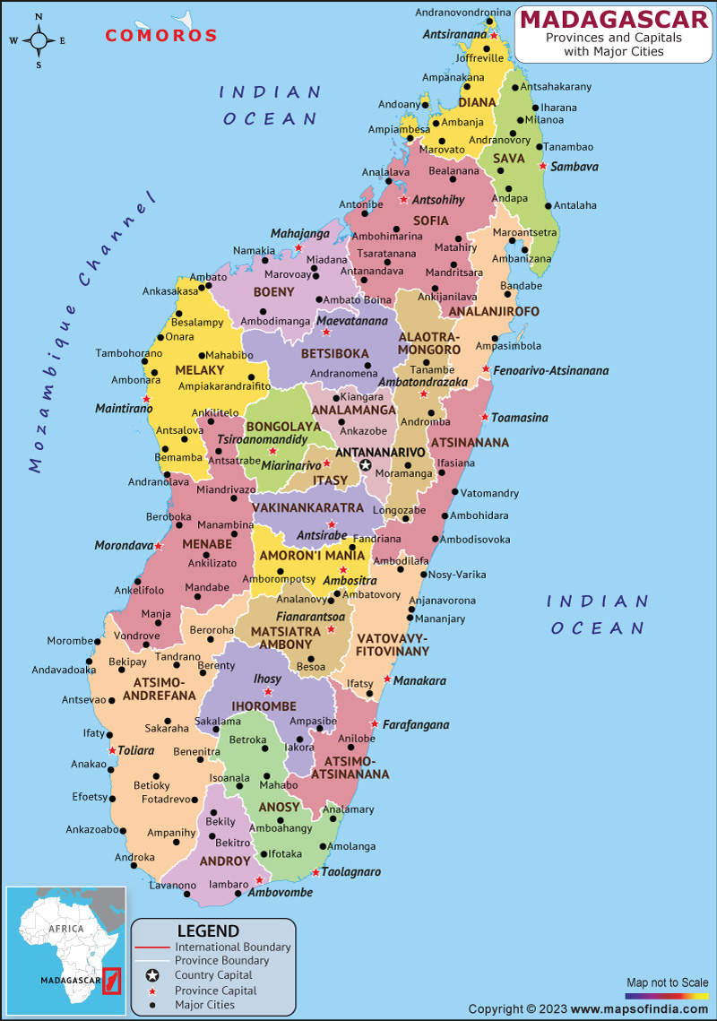 Madagascar Provinces and Capital Map