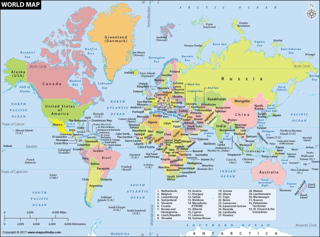 world political map countries