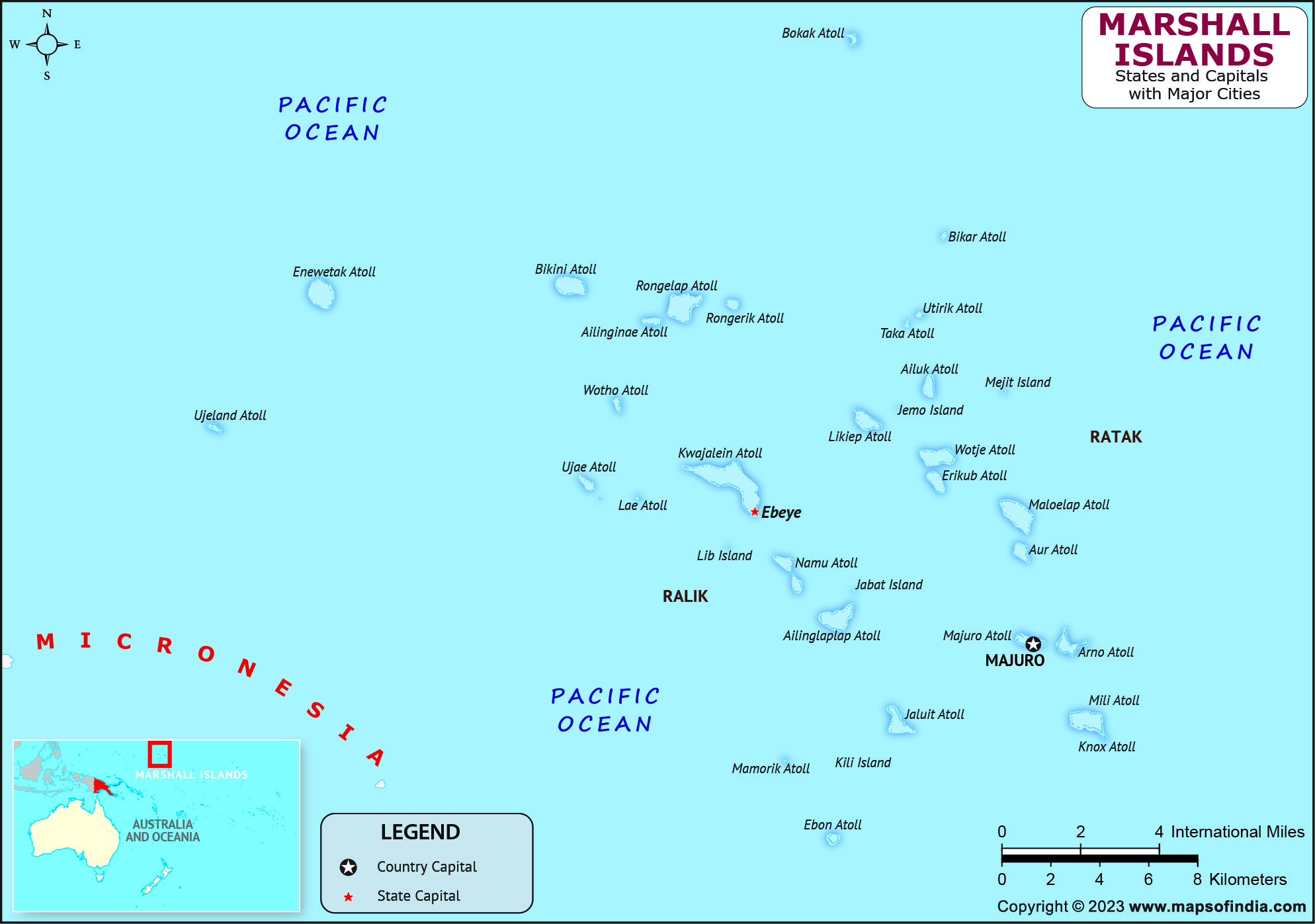 Marshall Islands States and Capital Map