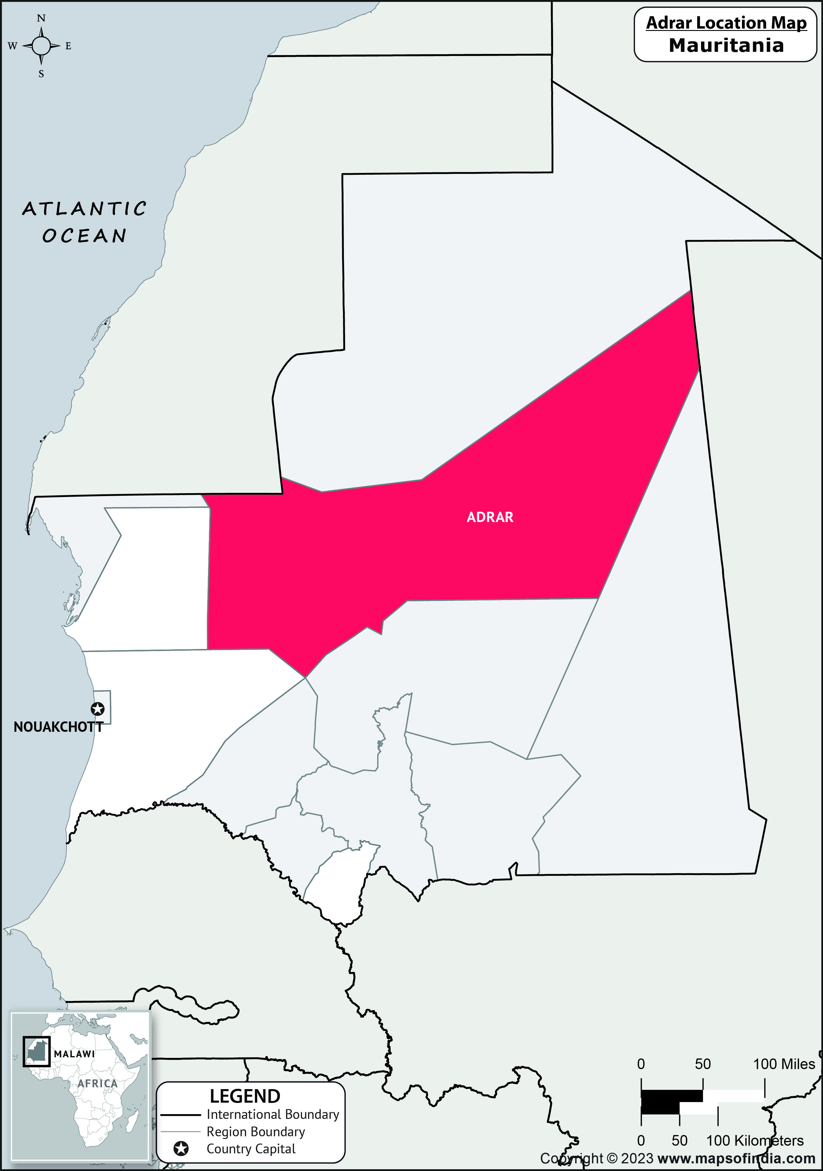 Map of Adrar Location Adrar Location Map