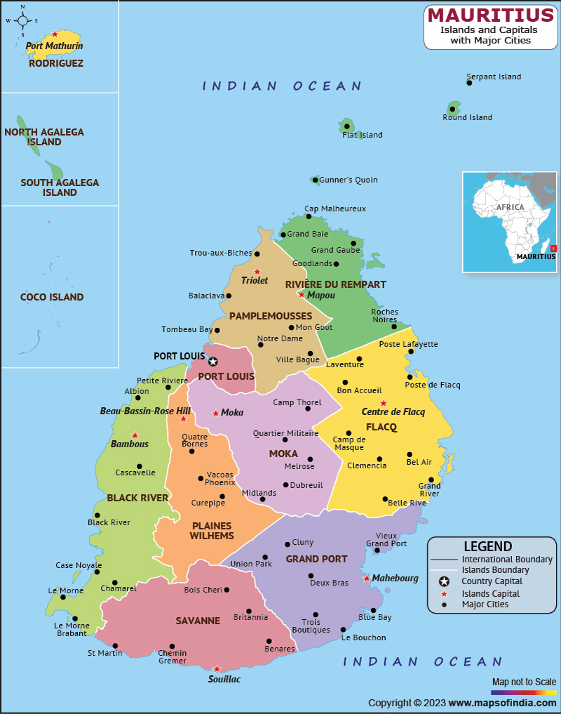 Mauritius Islands and Capital Map