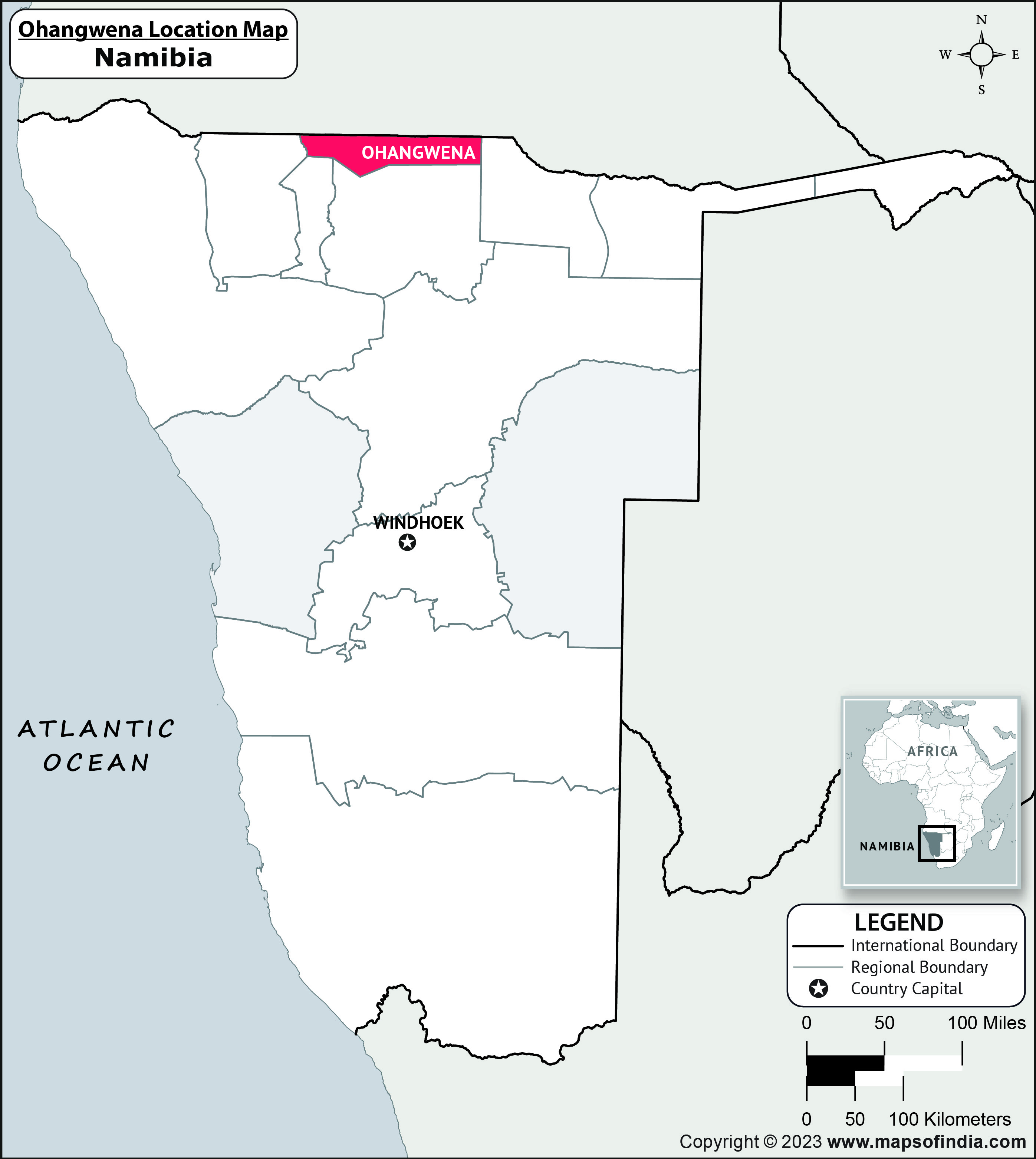 Map of Ohangwena Location Ohangwena Location Map